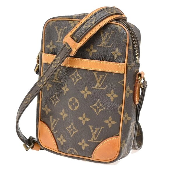 LOUIS VUITTON Danube Shoulder Bag Monogram Leather Brown France M45266 86EF360 - Picture 1 of 15